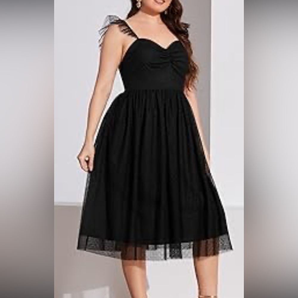 Black 0XL black float dress
